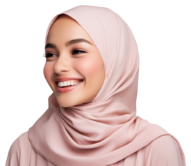 Muslim woman smiling portrait scarf smile.