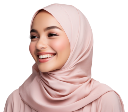 Muslim woman smiling portrait scarf smile.