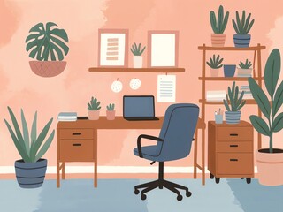 Cozy Home Office Illustration