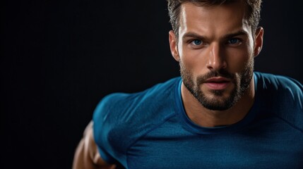 Fototapeta premium Male Athlete Mid-Run in Studio