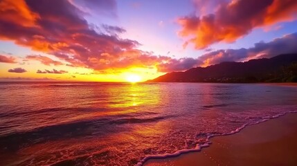 Fototapeta premium Serene Sunset Over Calm Ocean Waves