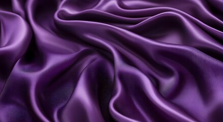 Fototapeta premium Purple satin fabric, an elegant and luxurious background. Purple silk texture. Purple cloth background. Purple silk satin fabric with waves