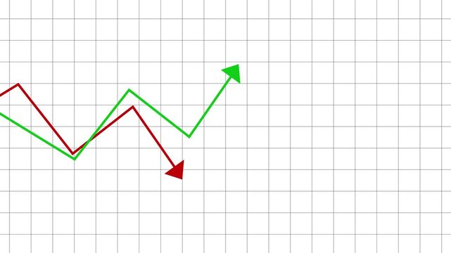 Business Competition Concept with two Arrow Racing in white grid background. Financial Competitors.