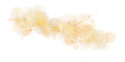 A luminous bokeh that gently shimmers with golden light. Light abstract glowing lights. Glowing bokeh effect isolated. Christmas background made of glowing dust. PNG.