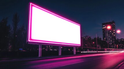 Blank Billboard at Night