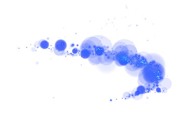 A luminous bokeh that gently shimmers with blue light. Light abstract glowing lights. Glowing bokeh effect isolated. Christmas background made of glowing dust. PNG.