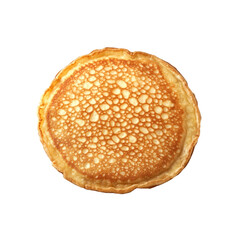 Golden Brown Pancake Isolated on White Background