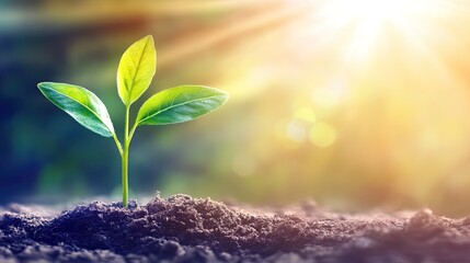 Fresh Seedling Growing in Nature with Sunlight