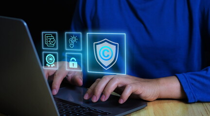 Patented technology concept for business.Patent or copyright concept, intellectual property law.