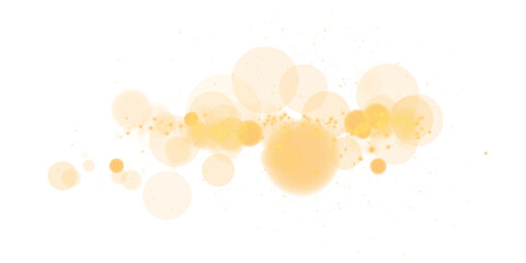 A luminous bokeh that gently shimmers with golden light. Light abstract glowing lights. Glowing bokeh effect isolated. Christmas background made of glowing dust. PNG.
