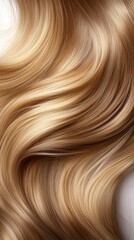 Honey blonde hair with natural waves, realistic light reflection, best for marketing, isolated on white background