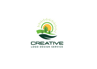 Farm Fields, eco Logo Template or Argo Fields Logo