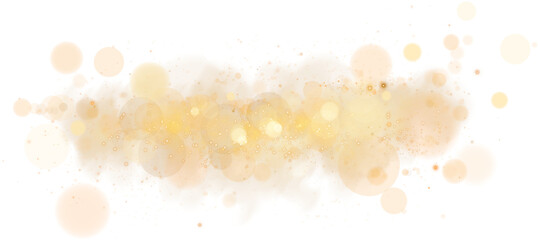 A luminous bokeh that gently shimmers with golden light. Light abstract glowing lights. Glowing bokeh effect isolated. Christmas background made of glowing dust. PNG. © Orange Sky