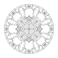 Mandala. Hearts, Christmas Trees, Candy Canes. Fancy.