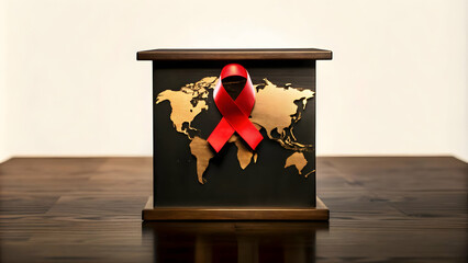 Flat Holographic World AIDS Day Candle Frame Design for Awareness Campaigns - Ideal for Informational Materials with Copy Space