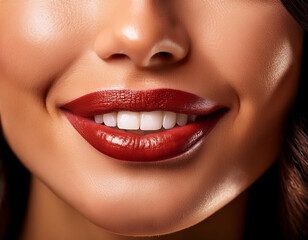 Obraz premium Boca de mujer con piel perfecta sonriendo