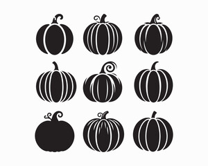 set of black and white pumpkins