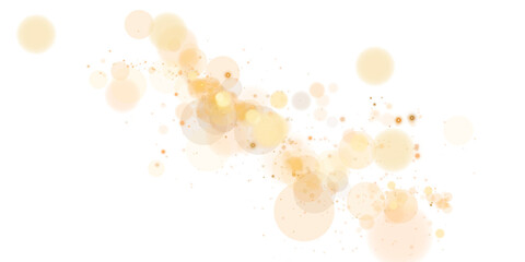 A luminous bokeh that gently shimmers with golden light. Light abstract glowing lights. Glowing bokeh effect isolated. Christmas background made of glowing dust. PNG.