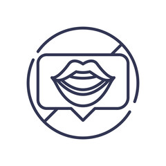 Icon of lips inside a speech bubble, symbolizing speech accessibility and communication.