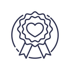 Heart in a ribbon badge symbolizing brand loyalty and customer preference.