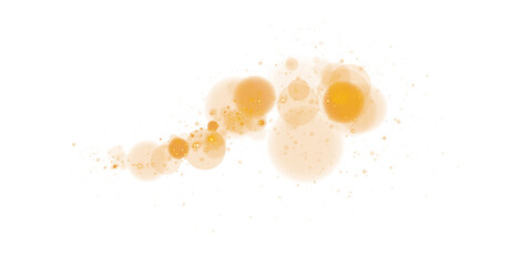 A luminous bokeh that gently shimmers with golden light. Light abstract glowing lights. Glowing bokeh effect isolated. Christmas background made of glowing dust. PNG.