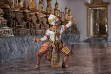 Obraz premium Khon, pantomime performances action of Thailand, a kind of Thai