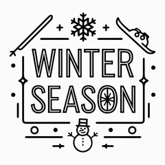 Winter season with minimal Objects about Winter around it, Winter December, snowman, flakes, tree, snow design for cold season poster written text