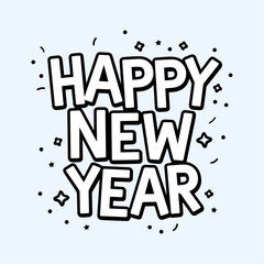 Happy new year text typography, New Year  text logo template with bold font written in vector design