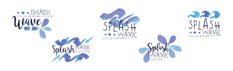 Splash Wave Logo Original Design with Aqua Vector Set