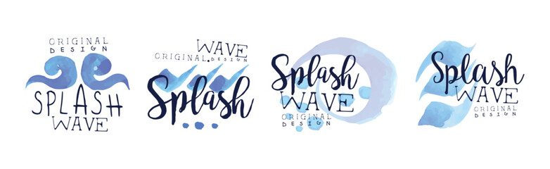 Splash Wave Logo Original Design with Aqua Vector Set