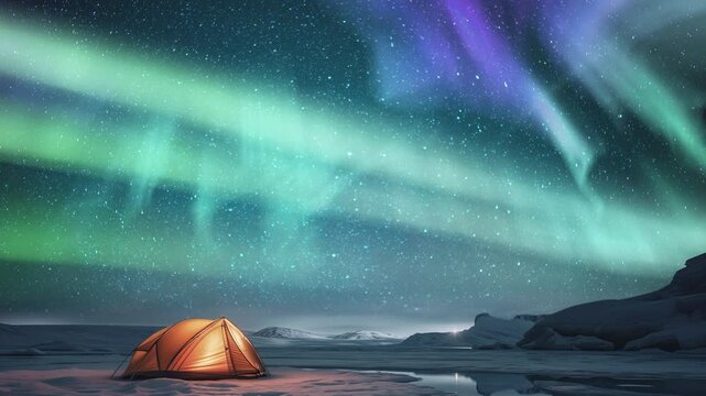 North Pole Aurora Galactic Dreams Time Lapse Sky Generative AI