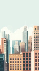 Fototapeta premium A vibrant city skyline showcasing modern architecture against a soft blue sky, symbolizing urban growth and development.