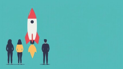 Entrepreneurs launching new product, startup development, flat design illustration