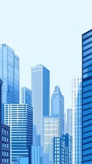 Fototapeta premium A vibrant urban skyline showcasing tall buildings against a clear sky, ideal for cityscape and architecture themes.
