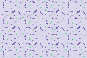 Illustration, Abstract pattern of lavender flower on soft violet color background.