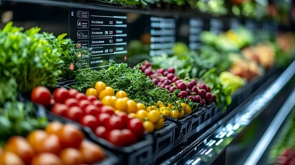 Transparent Digital Interface Showcasing the Journey of Produce from Farm to Table via Blockchain Technology