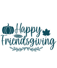 Happy Friendsgiving Thanksgiving typography clip art design on plain white transparent isolated background for card, shirt, hoodie, sweatshirt, apparel, card, tag, mug, icon, poster or badge