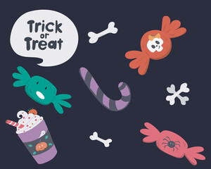 Vector Halloween sweets are ideal for commercial purposes: print, cards, posters, advertising, pattern