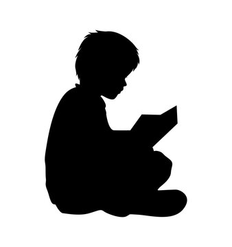 recommend clip art: Silhouette of Boy Reading a Book