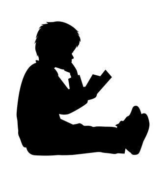 recommend clip art: Silhouette of Boy Reading a Book