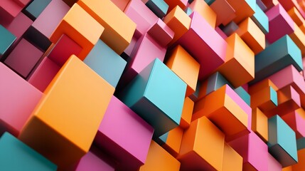 Fototapeta premium Multicolor boxes abstract background 3D render illustration. 