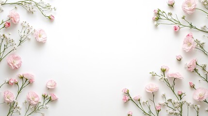 Obraz premium Delicate Pink Flowers on White Surface