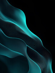 Naklejka premium Abstract dark vertical background with neon lines and shapes vibrant blue and turquoise to teal gradients and perforation. Concept of creativity and innovation in digital marketing. 