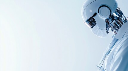 Doctor consulting with an AI assistant during patient treatment, healthcare AI, medical innovation