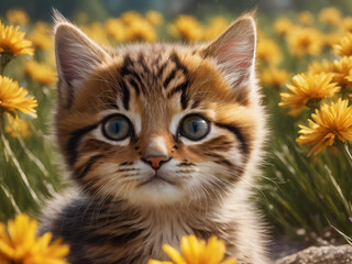 Obraz premium cat in the grass