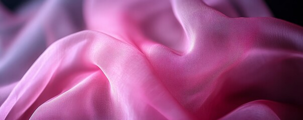 Obraz premium Pink silk fabric in gentle folds, elegance and softness concept