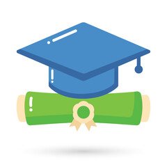 Certificate roll with toga icon. Achievement, award, grant, diploma concepts for web, logo, mobile app, UI, UX.