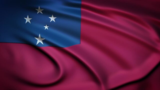 Seamless Loop Waving Silky Country Flag Samoa
