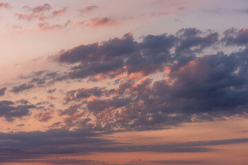 Sky clouds at sunset. Sun cloud nature. Sunrise blue orange evening  light.