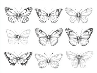 Obraz premium The illustration of isolated insects is engraved in black and white